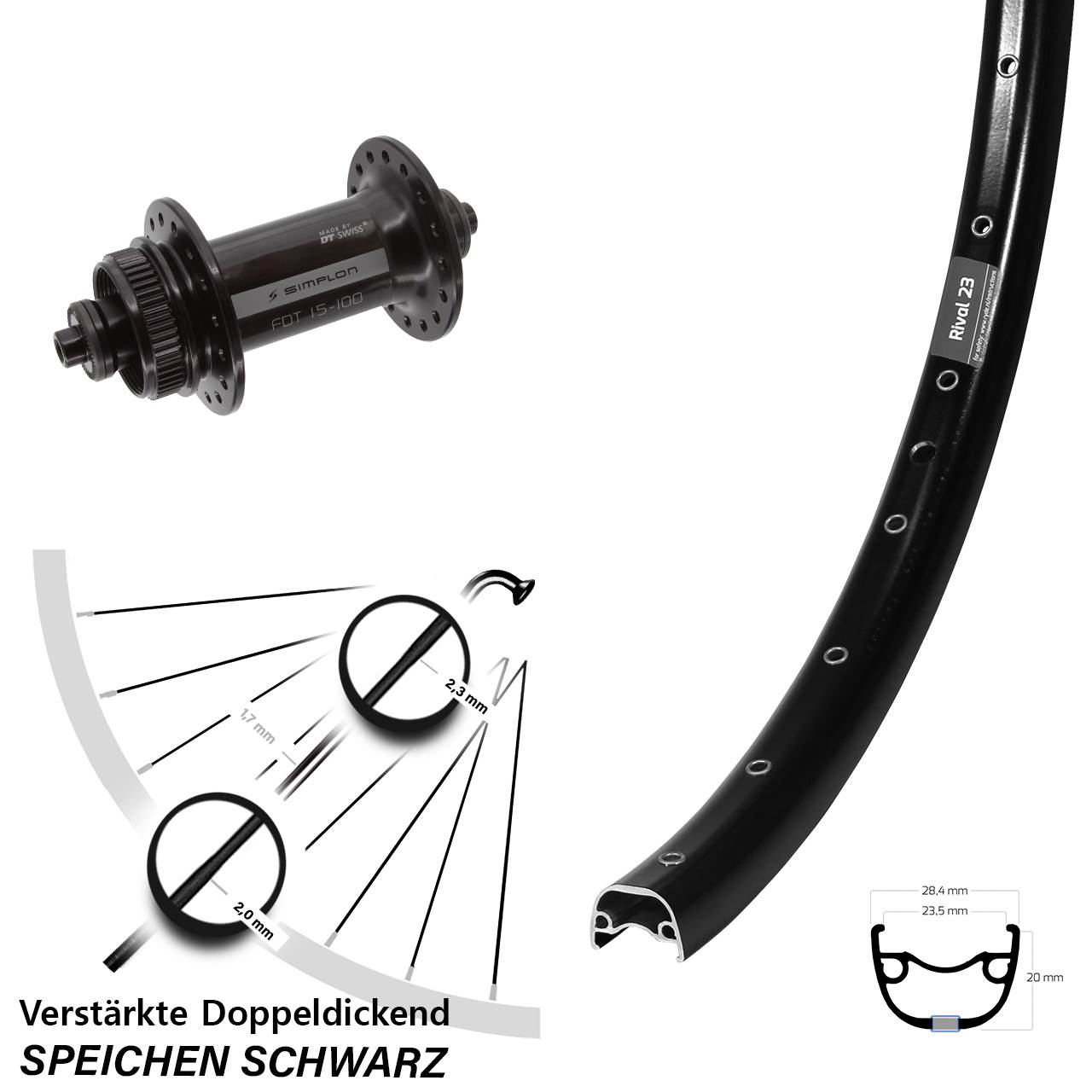 Disc Laufrad QR 650B Ryde Rival 23 DT Swiss 370