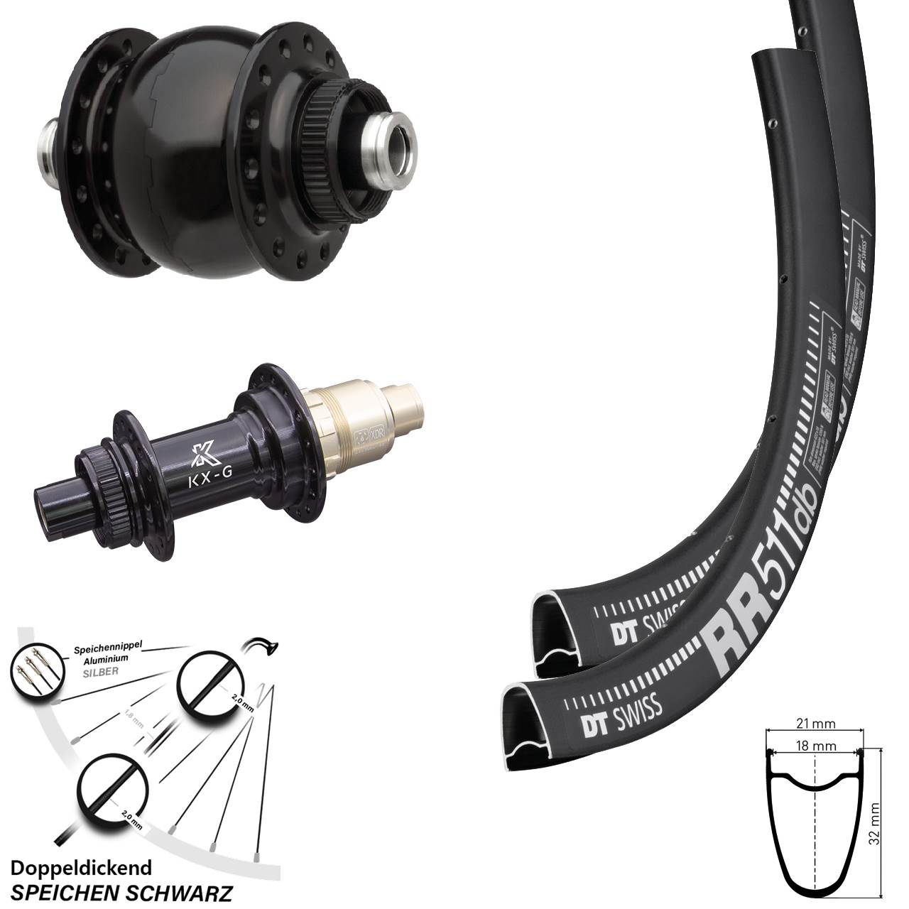 28 Zoll DT Swiss RR 511 KX-G SONdelux Disc Laufrad-Satz 12x100/142 XDR 11-12 fach