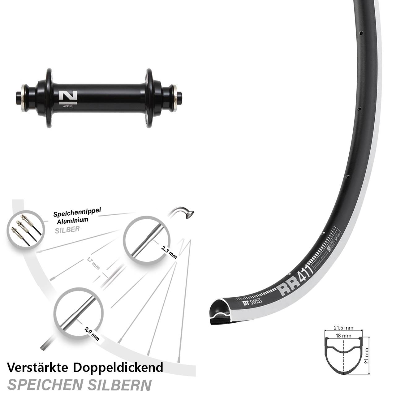 28 Zoll DT Swiss RR 411 Novatec A291 Laufrad QR