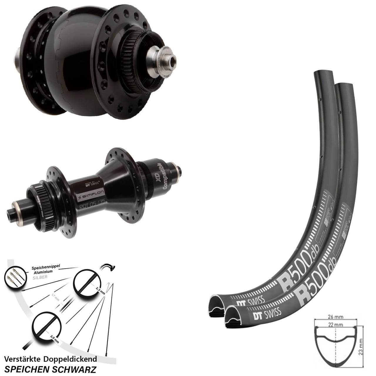 Laufradsatz Centerlock QR 28 Zoll DT Swiss R500-370 SON delux SRAM XD