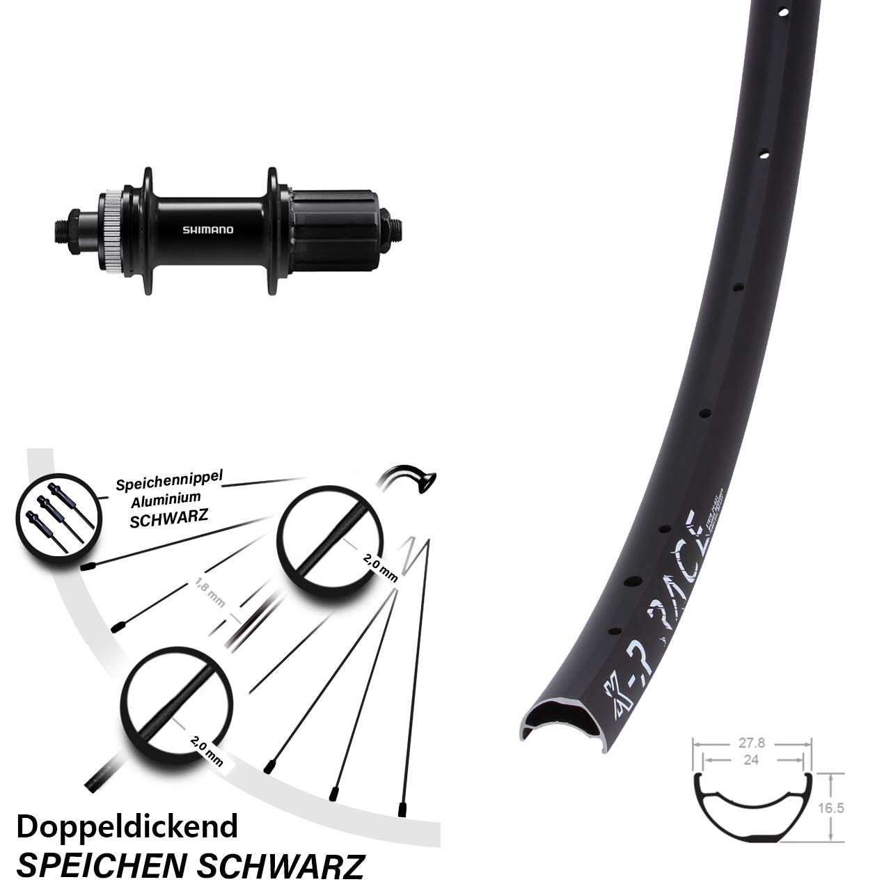 Hinterrad Centerlock 28 Zoll KX-R Race Shimano FH-QC400 8-11 fach HG QR
