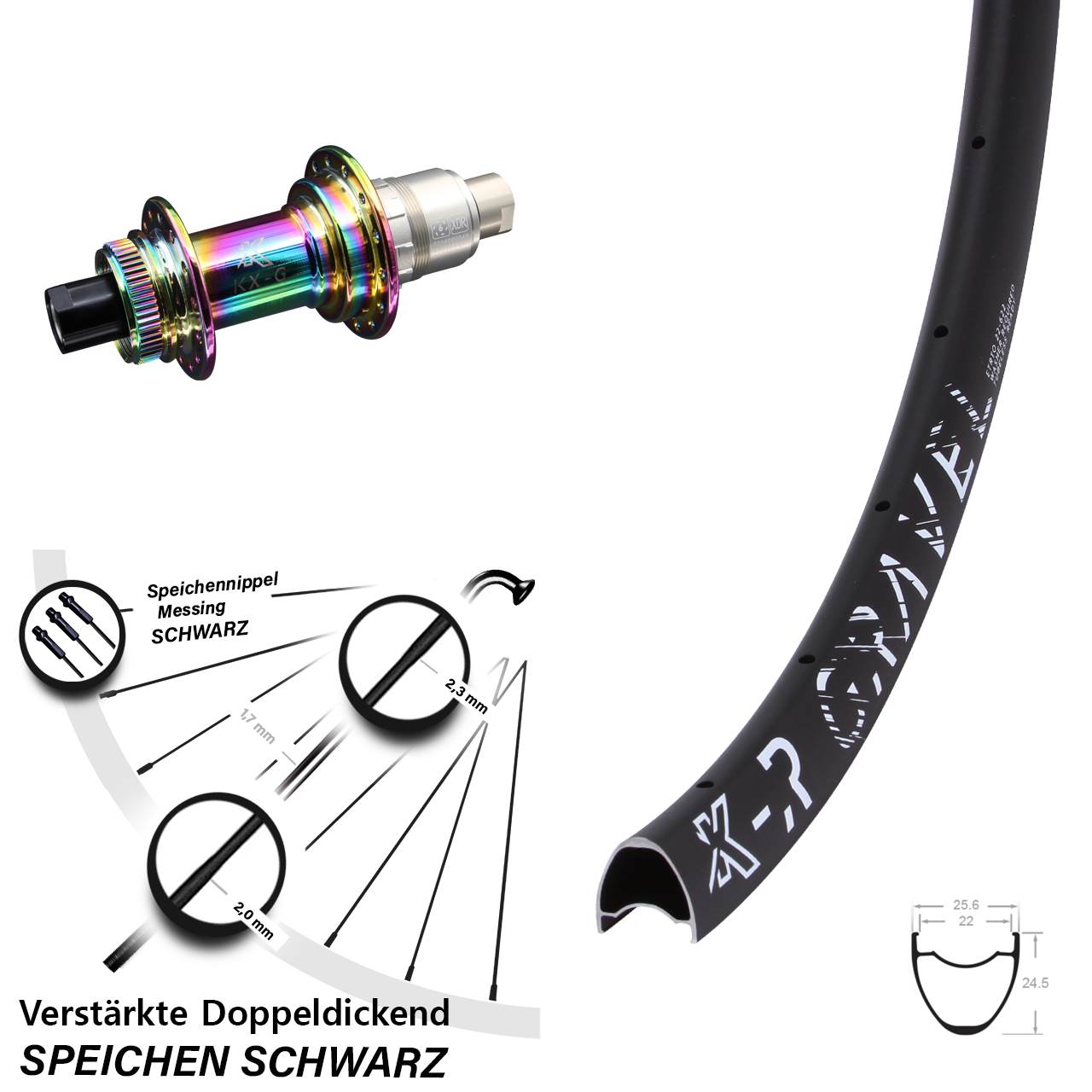 Disc Laufrad 29 Zoll KX-R Gravel verstärkt Oilslick XDR 12x142