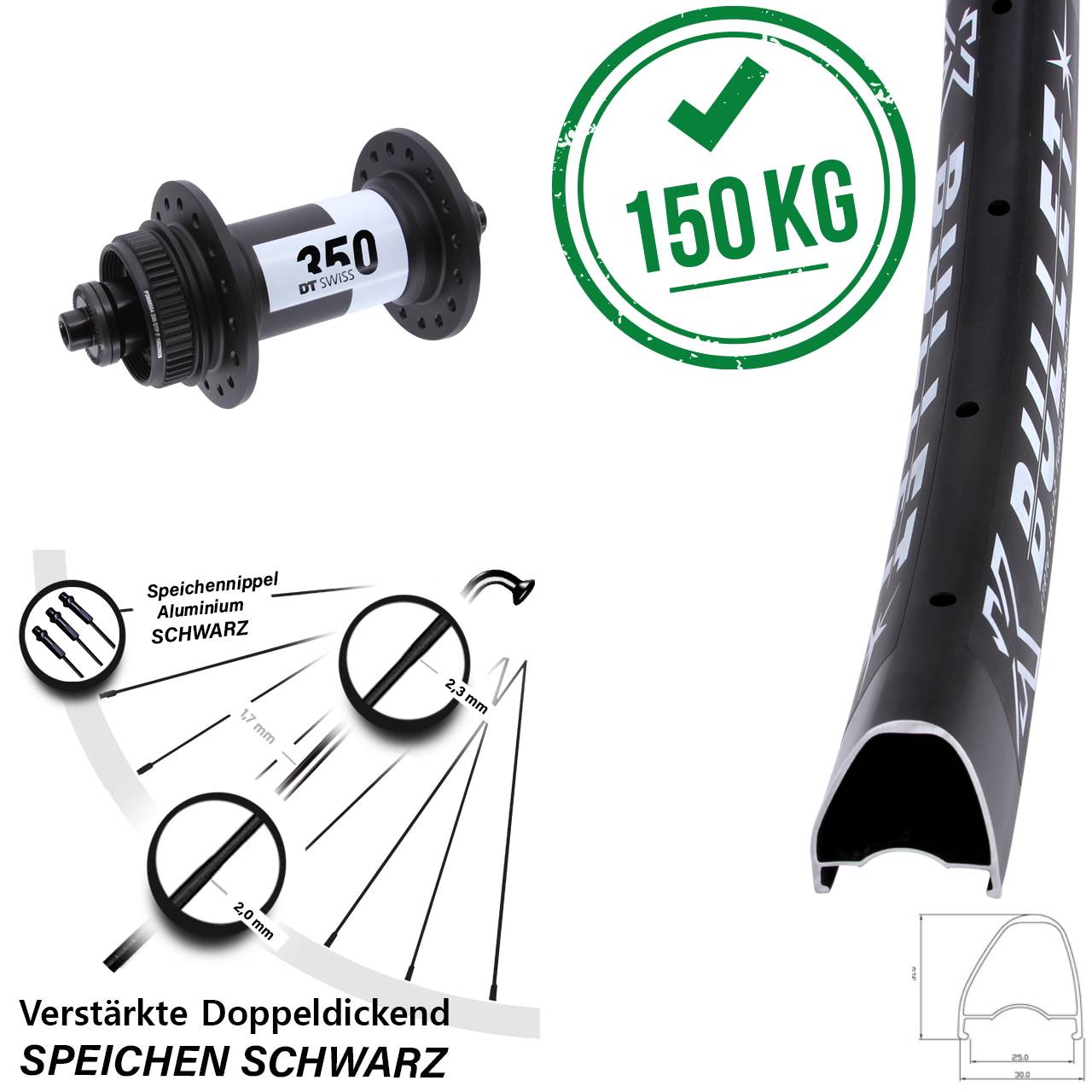 Centerlock Vorderrad für Schnellspanner 29 Zoll KX Bullet OS DT Swiss 350
