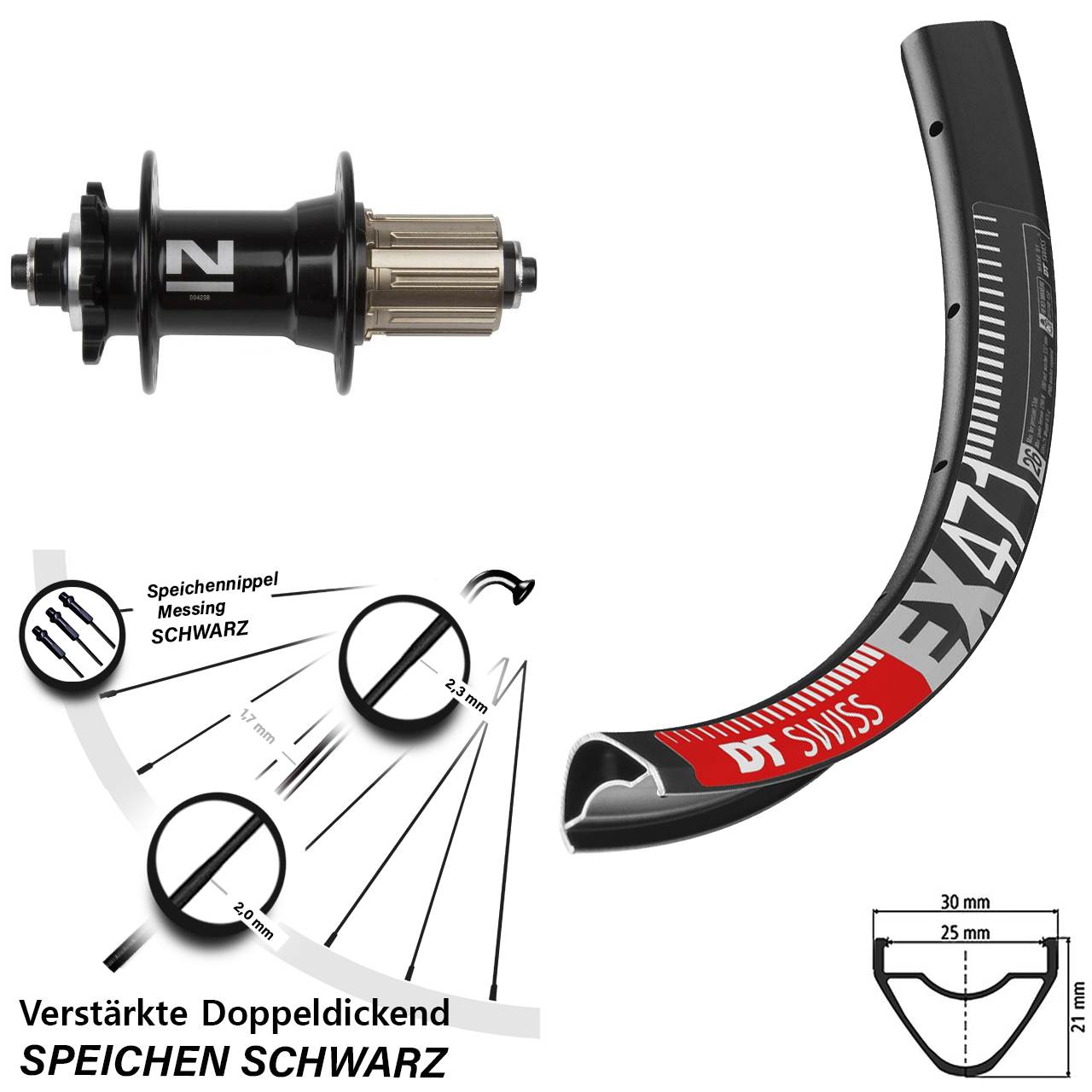 6-Loch Hinterrad für Schnellspanner 26 Zoll DT Swiss EX 471 Novatec D-042SB 8-11 fach HG