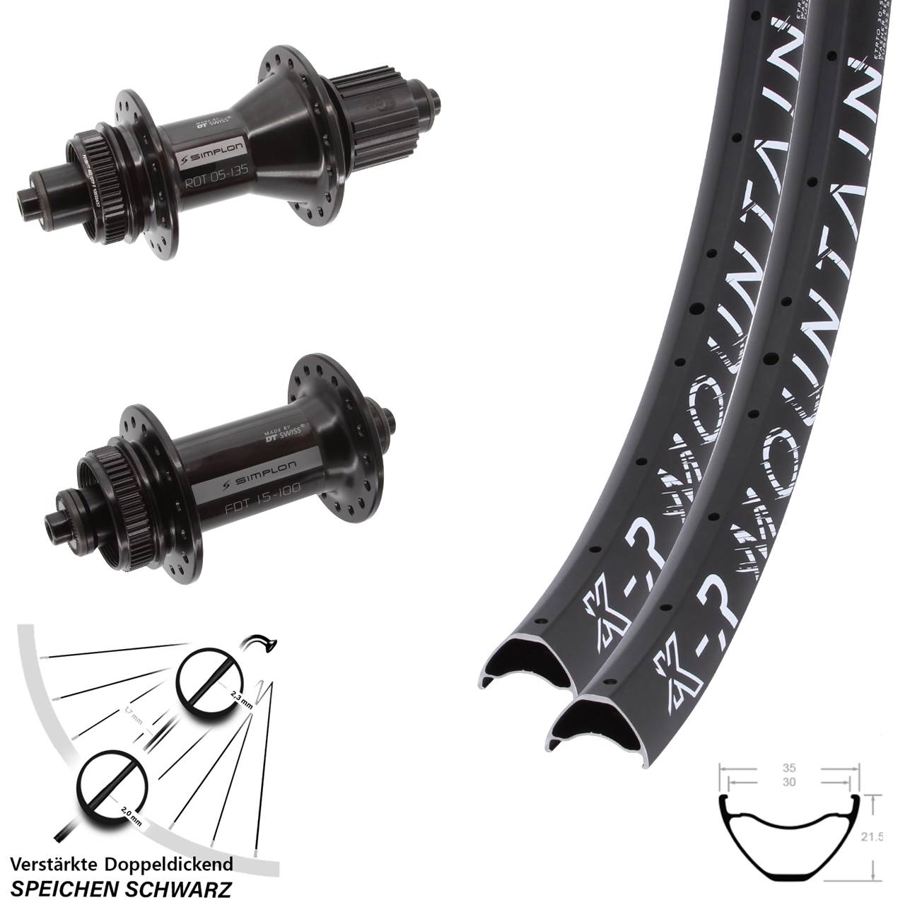 Disc Laufradsatz QR 29 Zoll KX-R Mountain DT Swiss 370 Hybrid Micro Spline