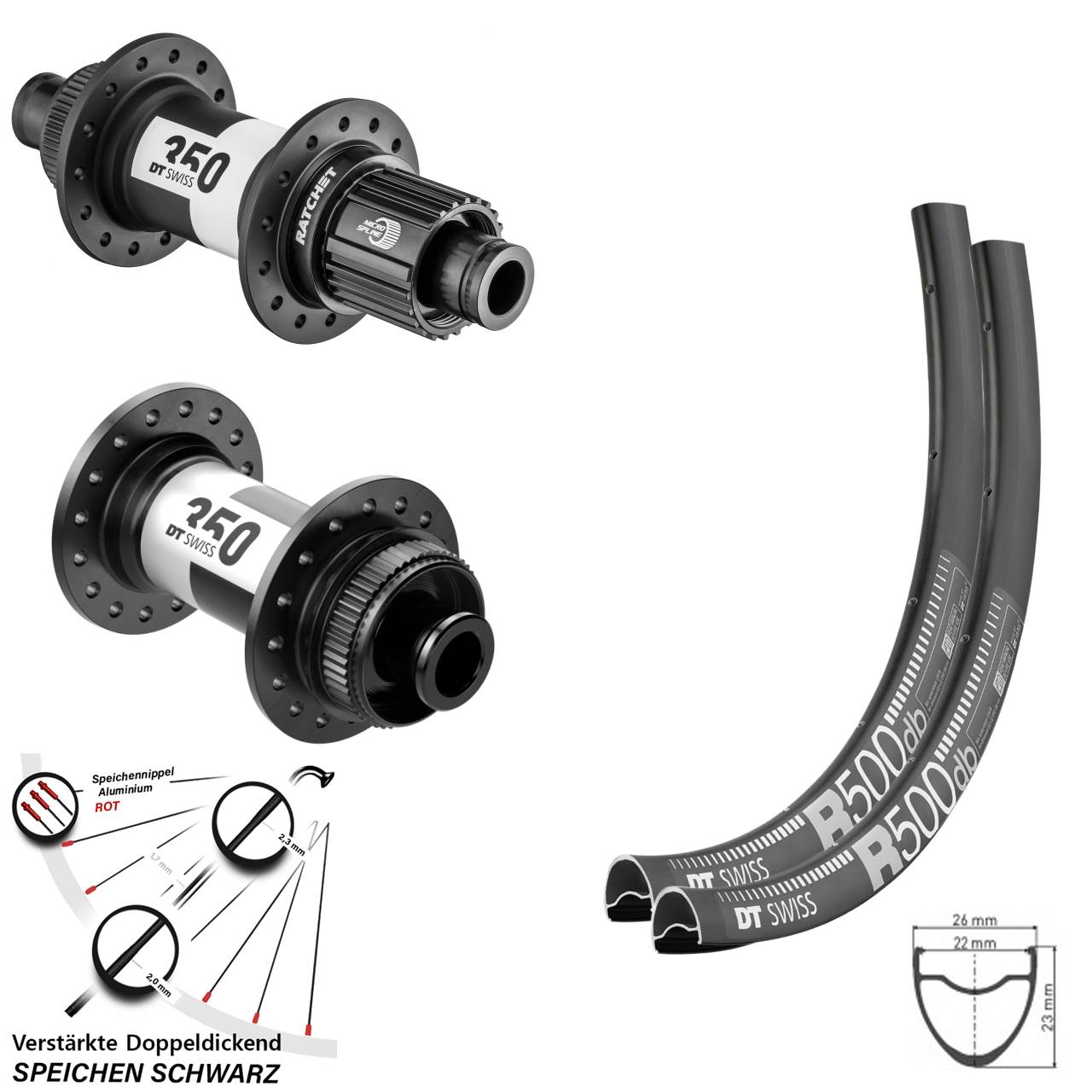 29 Zoll DT Swiss R500 350 Micro Spline Centerlock Laufradsatz 12x100/142
