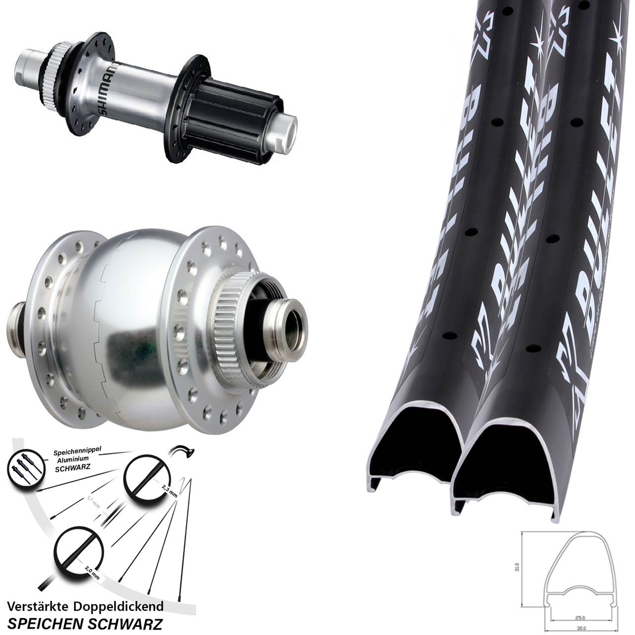 Disc Laufradsatz 12x100/142 KX Bullet OS SON 28 Zoll Shimano GRX 8-12 fach HG