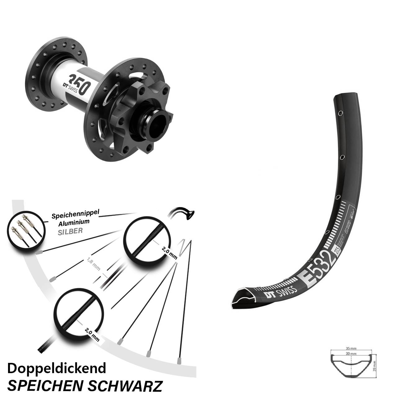 DT Swiss E 532-350 29 Zoll Disc Vorderrad 15x110 Boost