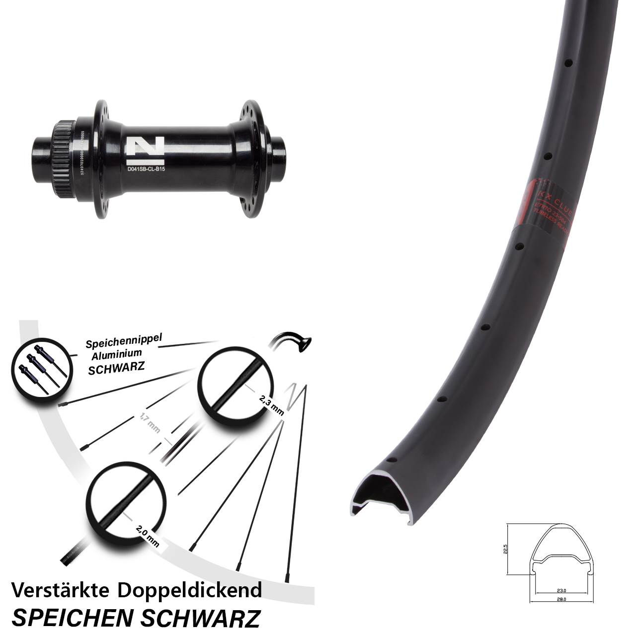 Boost Vorderrad Centerlock 15x110 26 Zoll KX Clue Novatec D041SB