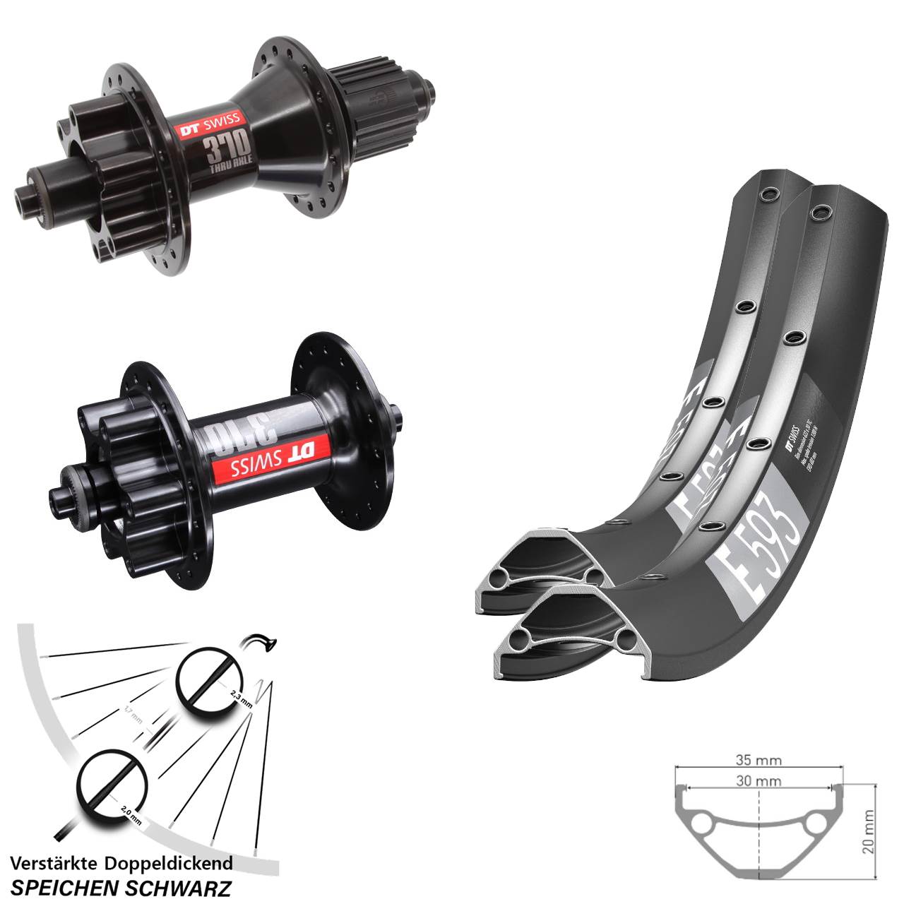 Laufradsatz 6-Loch QR 29 Zoll DT Swiss E 593-370 Shimano Micro Spline