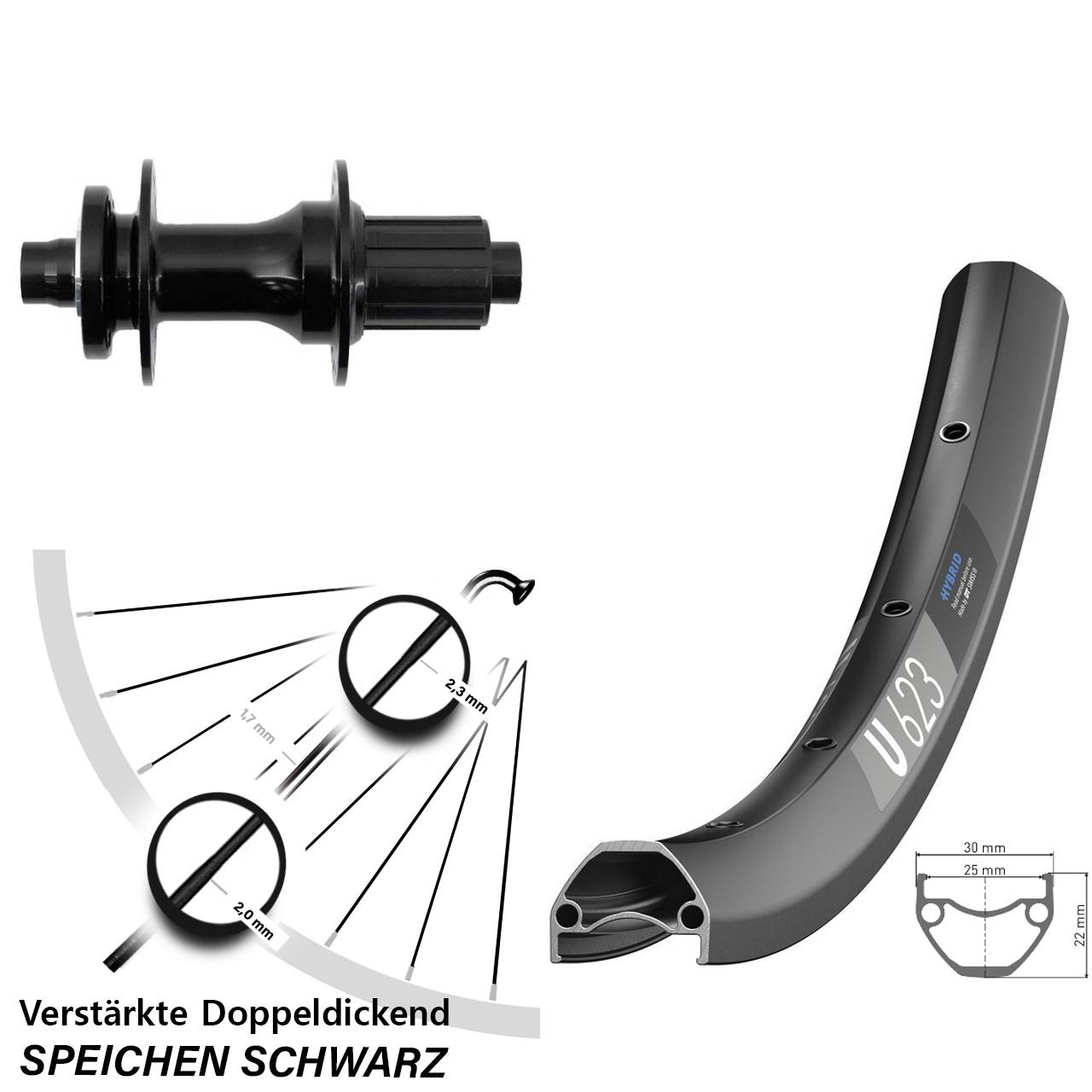 DT Swiss U 623 Fastace 28-29 Zoll Hinterrad 6-Loch 12x148 8-11 fach HG