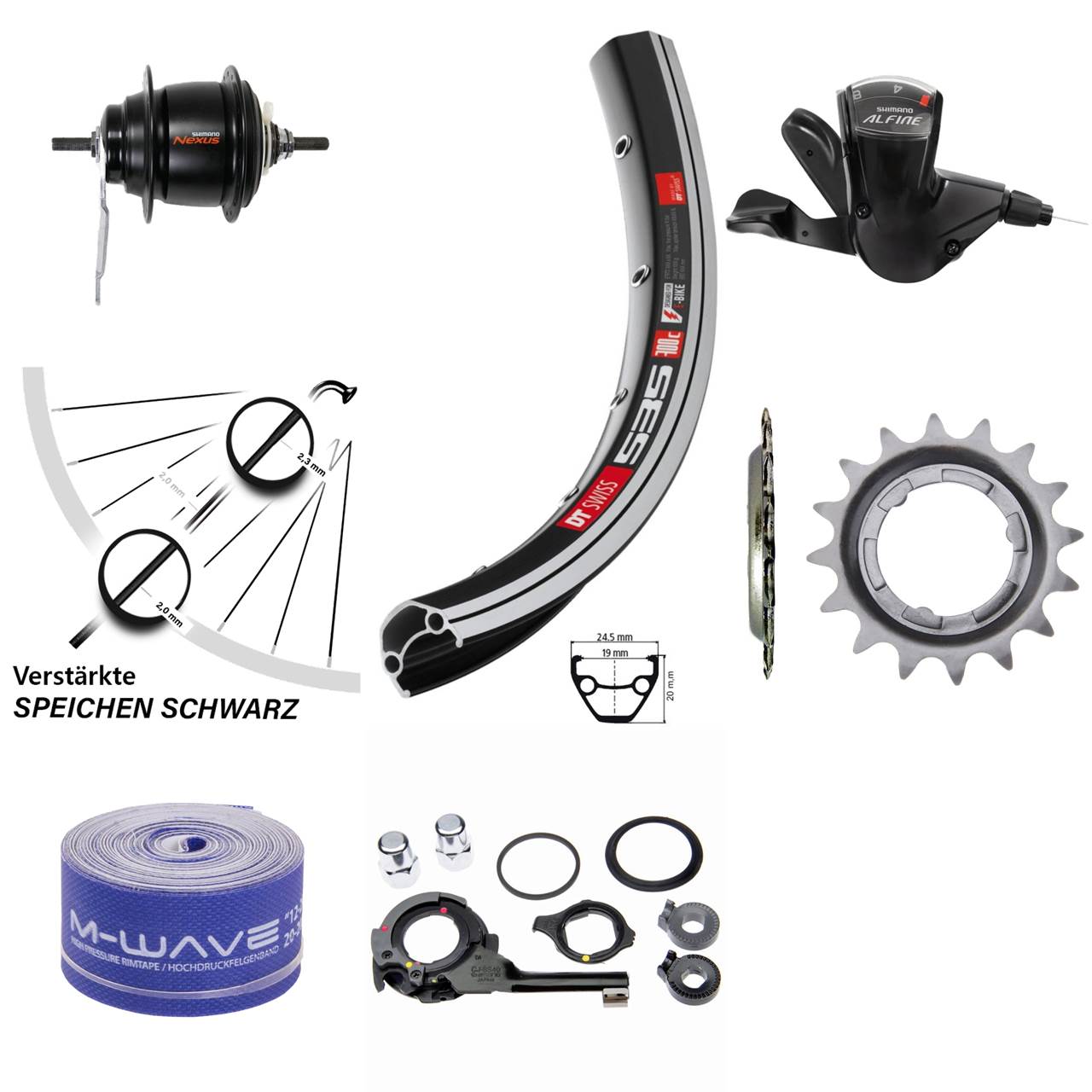 Hinterrad 26 Zoll DT Swiss Shimano Nexus 8 Gang schwarz