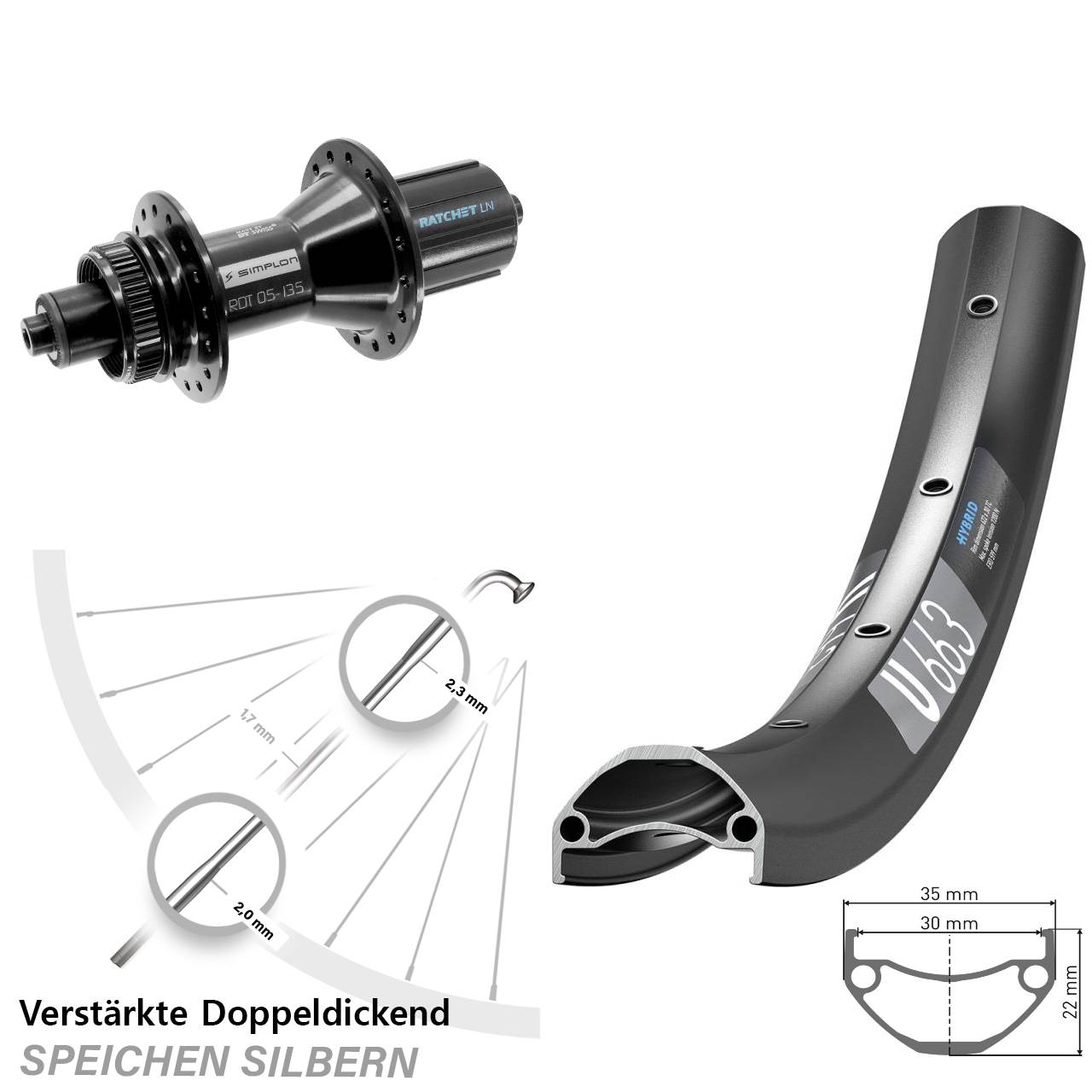 Disc Hinterrad 29 Zoll DT Swiss U 663-370 Hybrid 8-11 fach HG für Schnellspanner