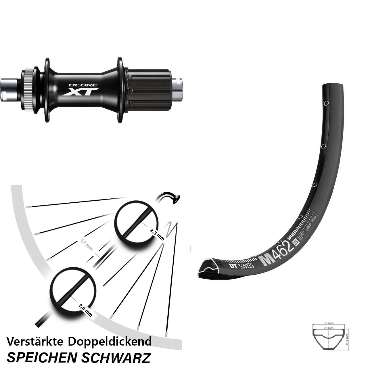 DT Swiss M462 Shimano XT 27,5 Zoll Centerlock Hinterrad 12x148 8-11 fach