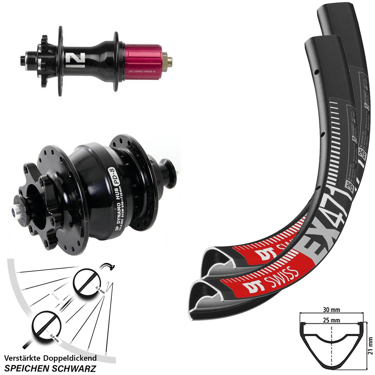 29 Zoll Laufradsatz DT Swiss EX 471 Novatec Superlight SP PD-8 Disc 6-Loch 8-12 fach HG QR