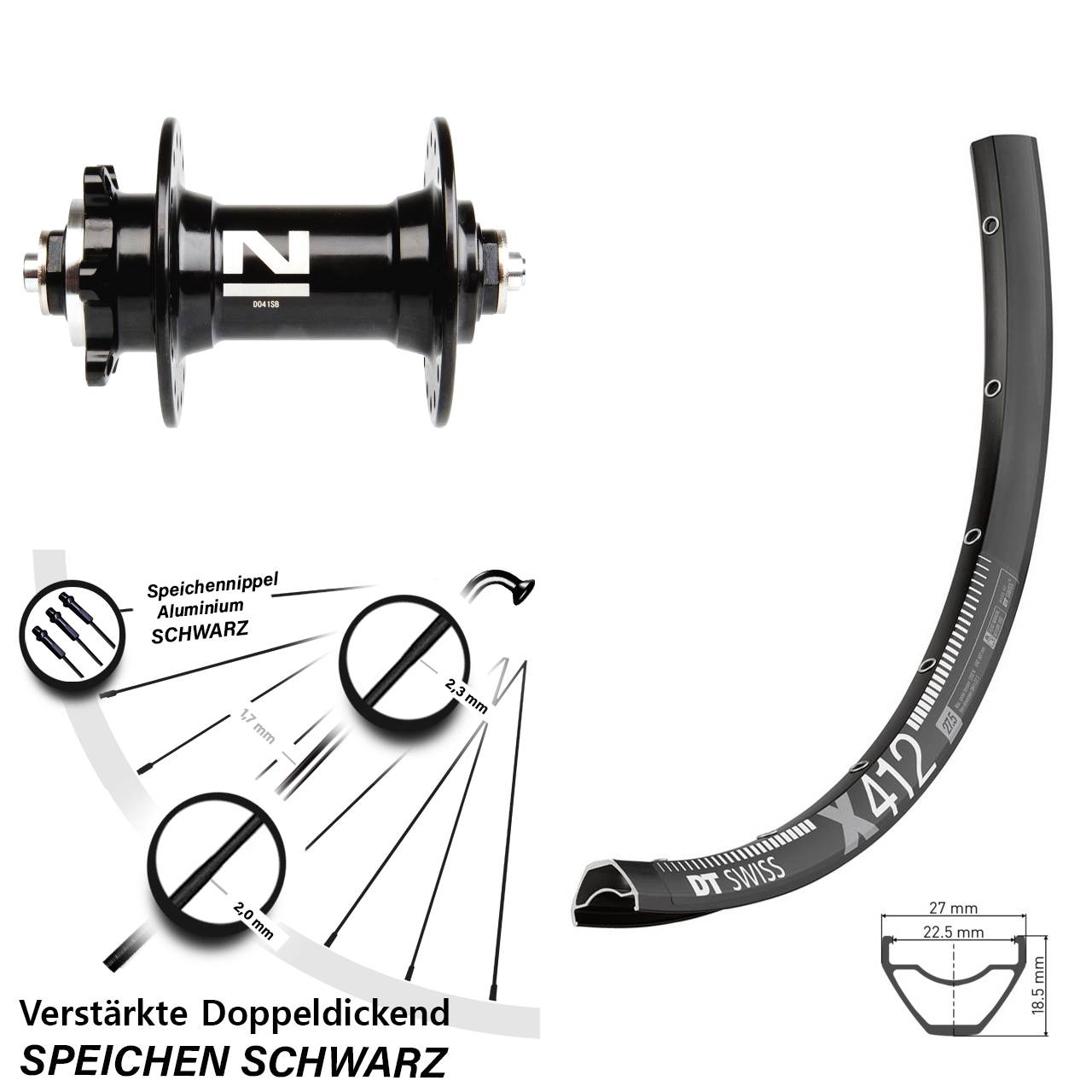 Disc 29 Zoll Vorderrad DT Swiss X412 Novatec D-041 QR