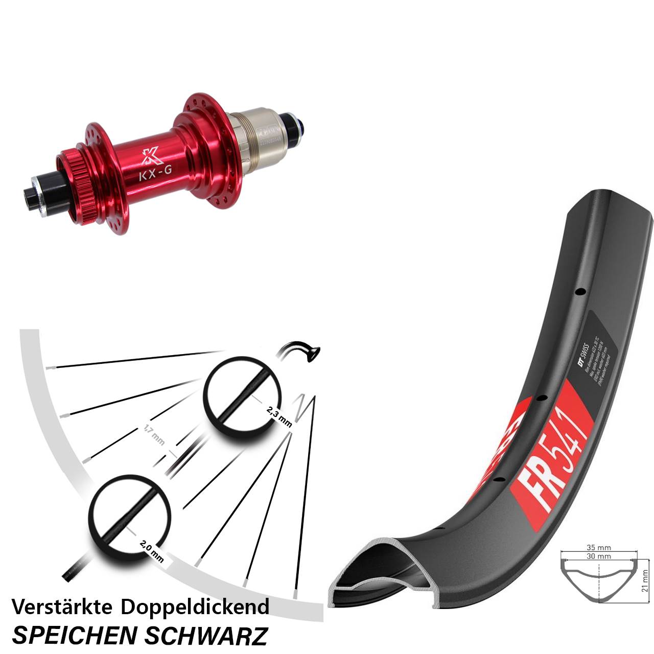 DT Swiss FR 541 KX-G rot 29 Zoll Hinterrad Centerlock QR SRAM XDR