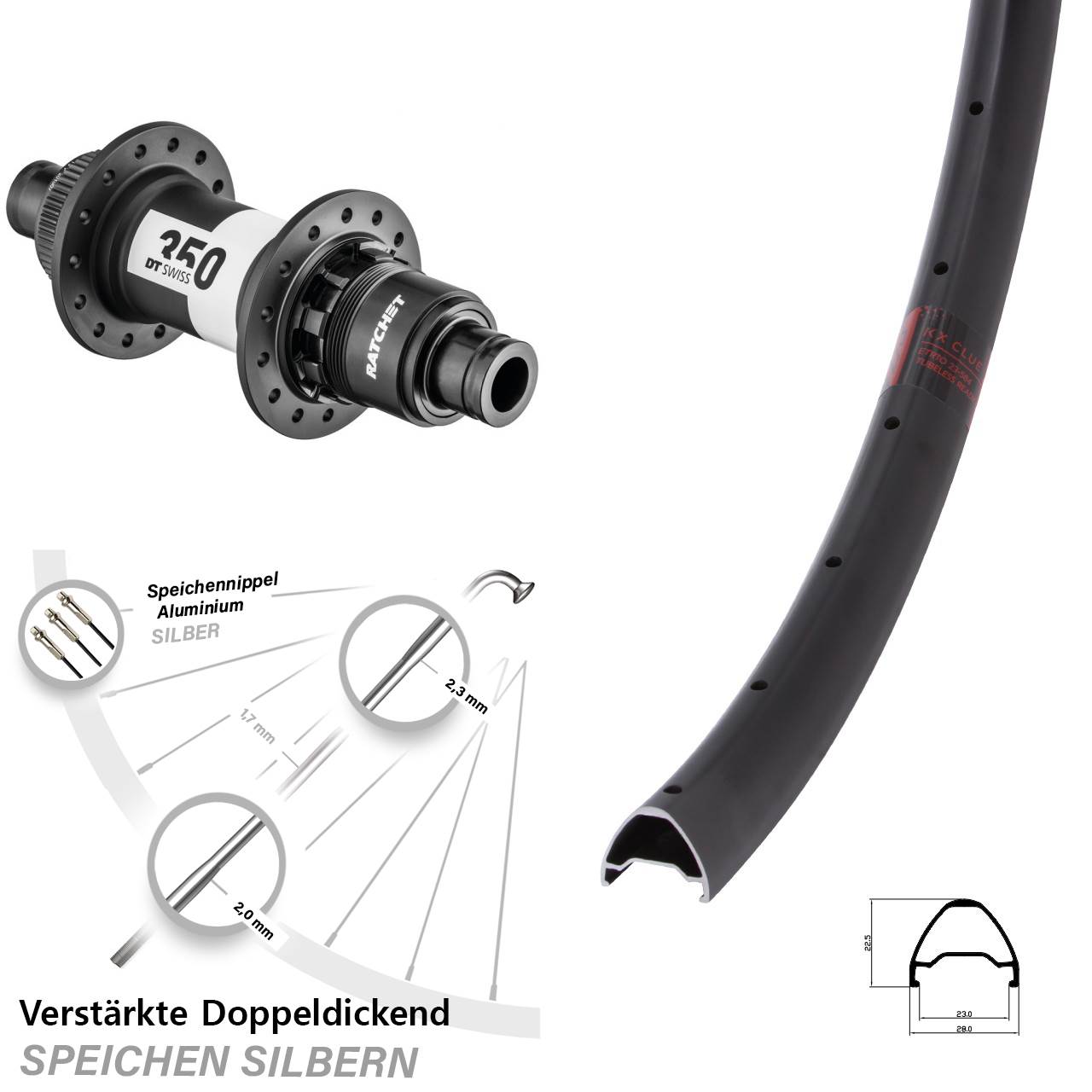 26 Zoll KX Clue DT Swiss 350 CL SRAM XD Disc Hinterrad 12x142