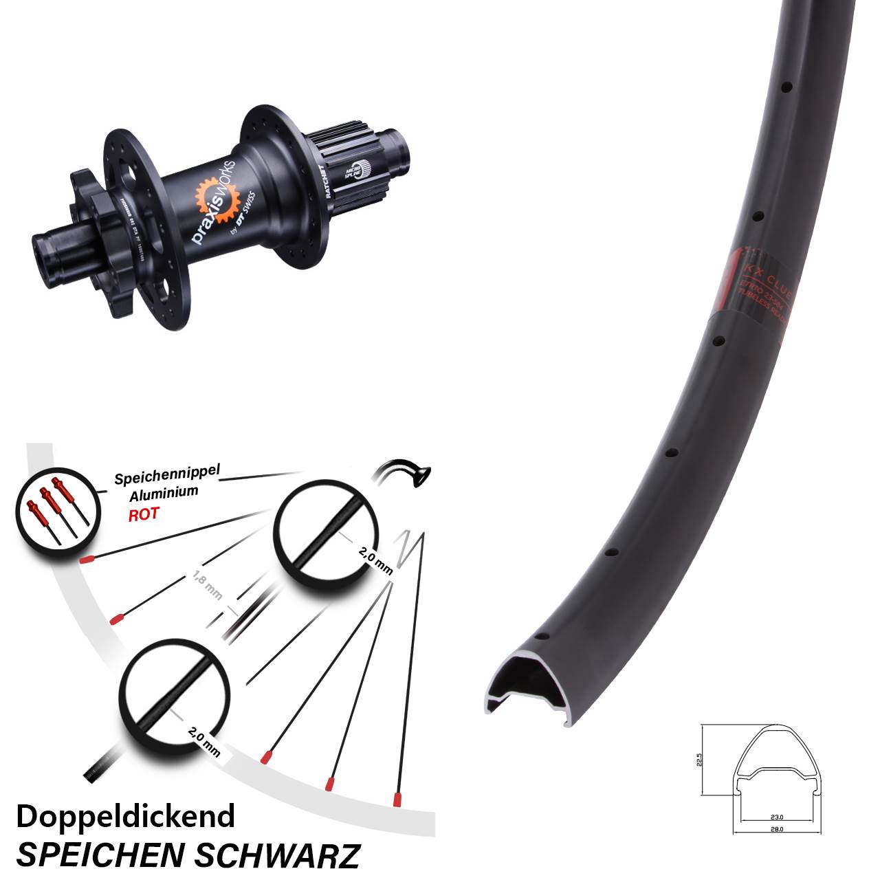 6-Loch Hinterrad 27,5 Zoll KX Clue DT Swiss 350 Micro Spline 12x142