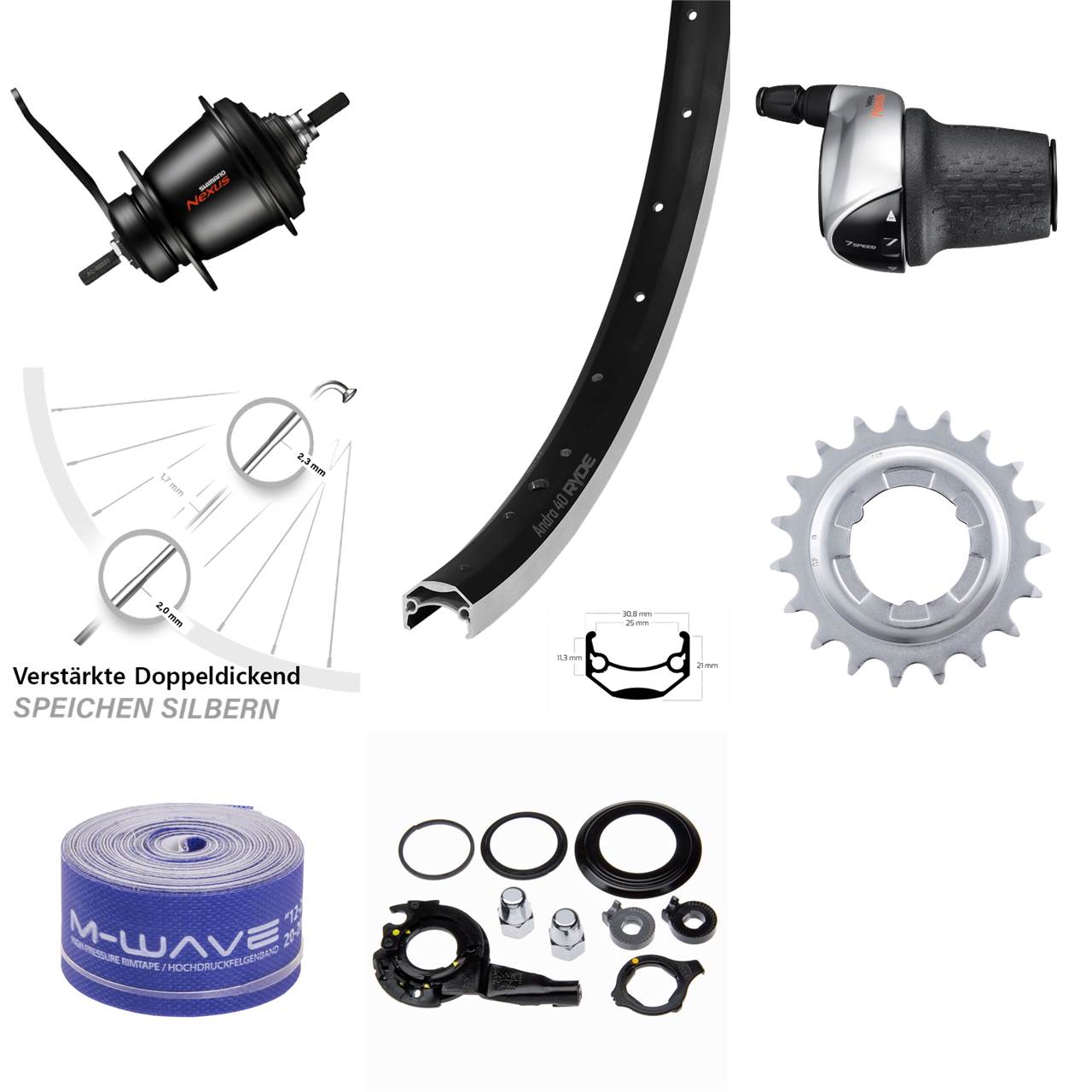 Hinterrad Ryde Andra 40 20 Zoll Shimano Nexus SG-C3001 7 Gang Rücktritt