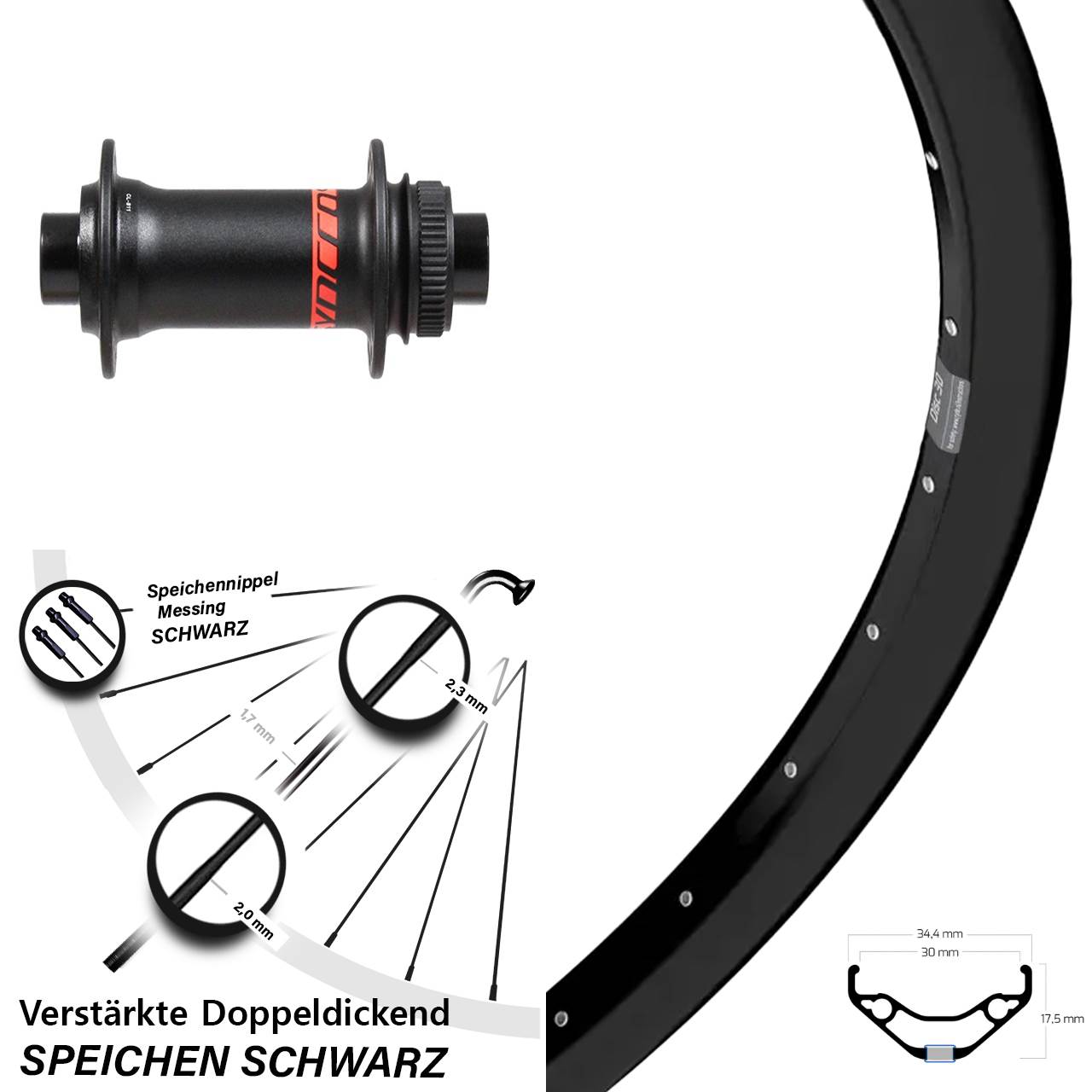 27,5 Zoll Ryde Disc 30 Formula CL-811 Centerlock Vorderrad 15x110 Boost