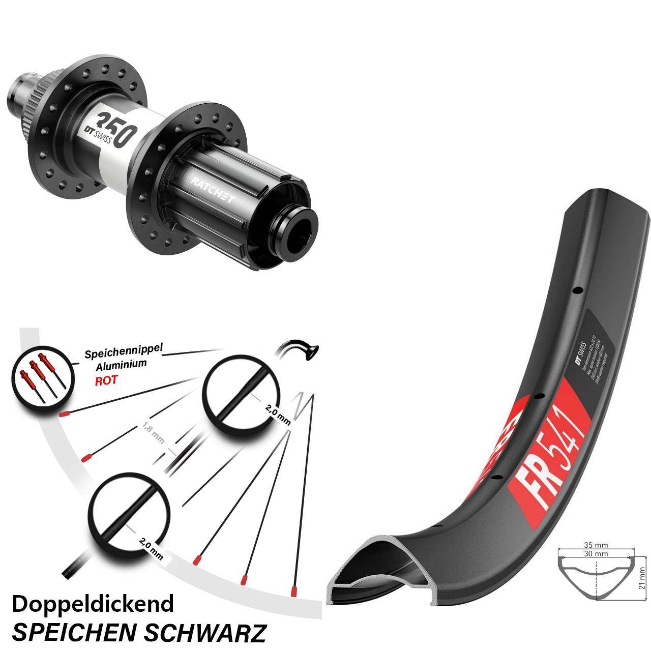 Disc Hinterrad 12x142 27,5 Zoll DT Swiss FR541-350 8-11 fach HG