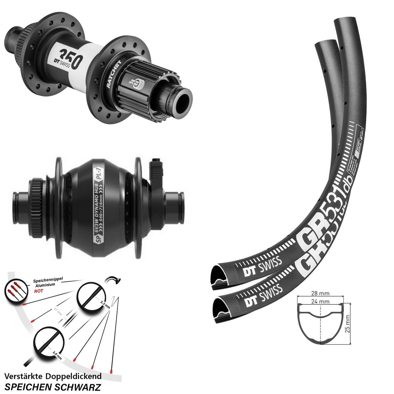 27,5 Zoll DT Swiss GR531 SP PL-7 350 Micro Spline Centerlock Laufradsatz 12x100/142