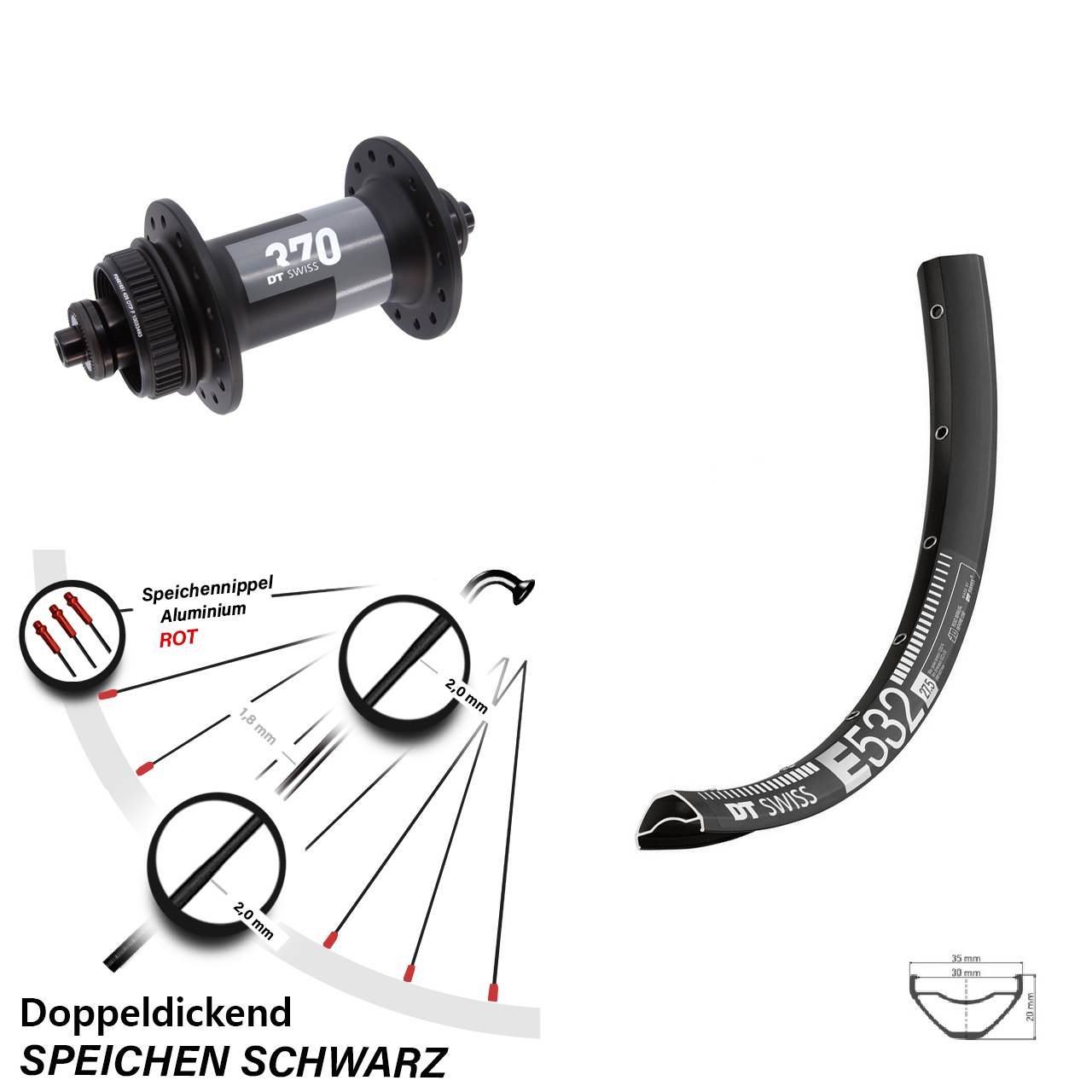 Vorderrad Centerlock 29 Zoll DT Swiss E 532-370 QR