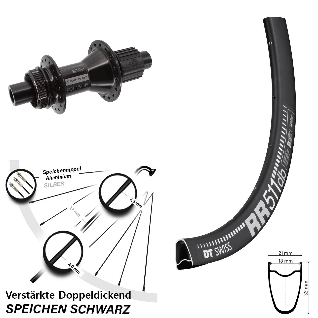 28 Zoll DT Swiss RR511 DT Swiss 370 Hybrid Disc Laufrad 12x142 Shimano Micro Spline