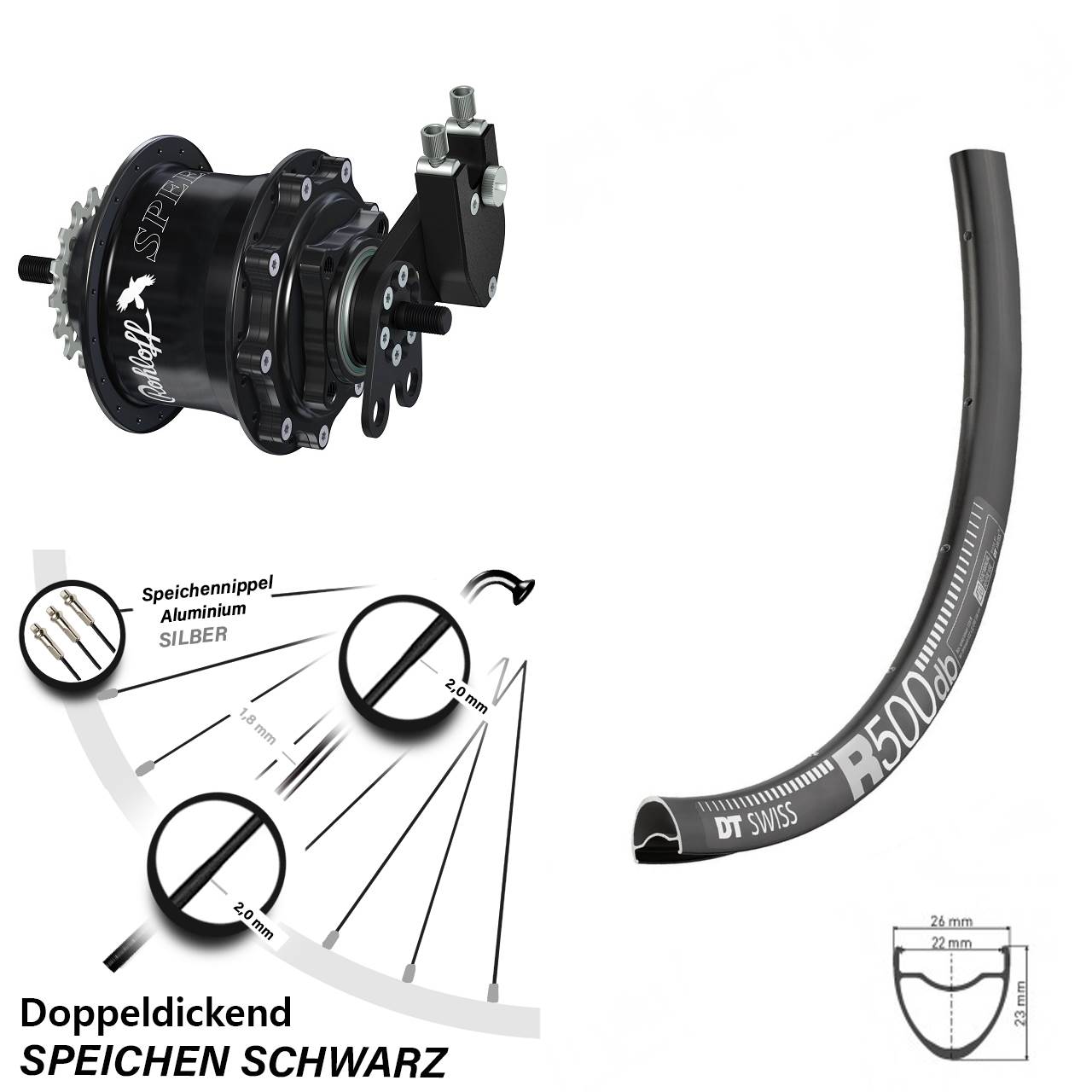 28-29 Zoll DT Swiss R 500 Rohloff Speedhub TS DB Tandem