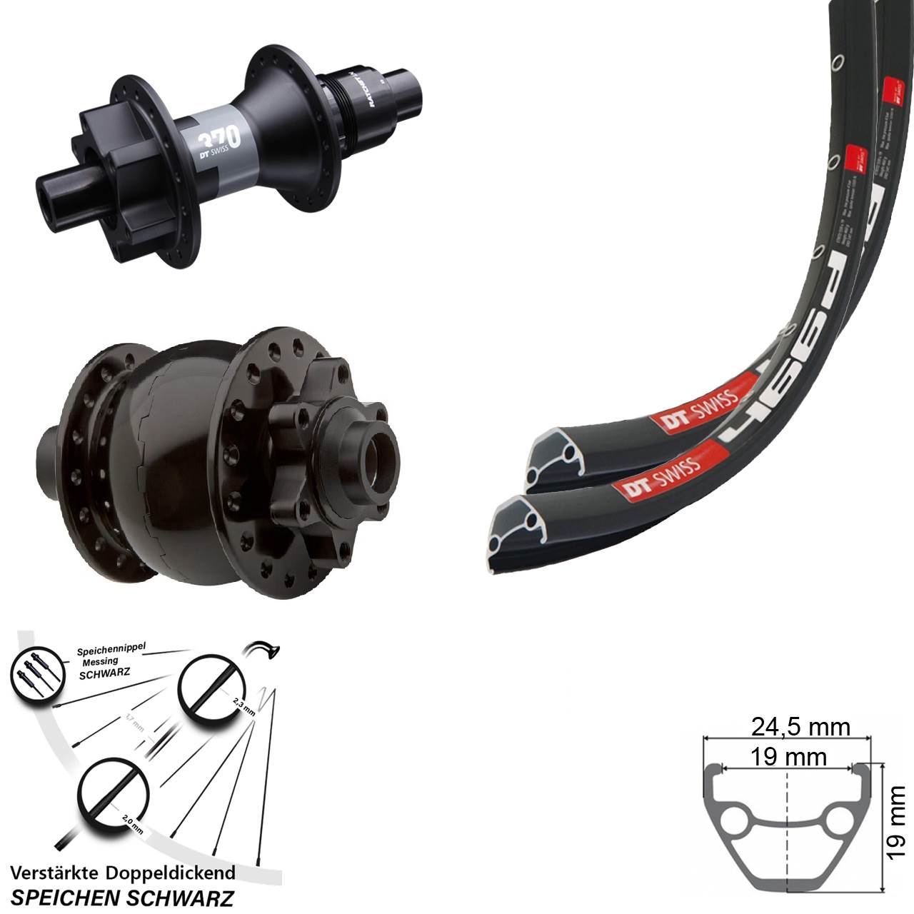 DT Swiss 466 370 SON 28 Zoll Laufradsatz 6-Loch 15x100 12x142 XD 11-12 fach