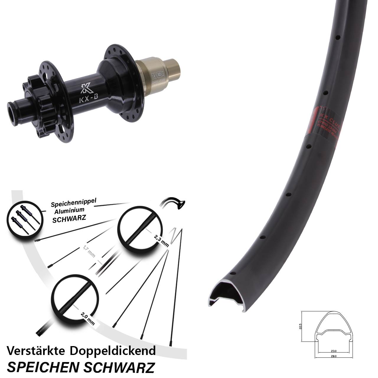 27,5 Zoll KX-B Clue Hinterrad 6-Loch 12x148 SRAM XD