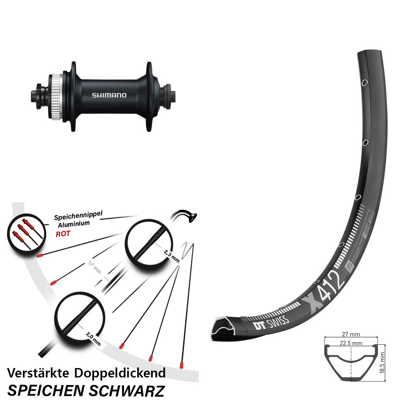 DT Swiss X 412 Shimano HB-M4050 29 Zoll Centerlock Vorderrad QR