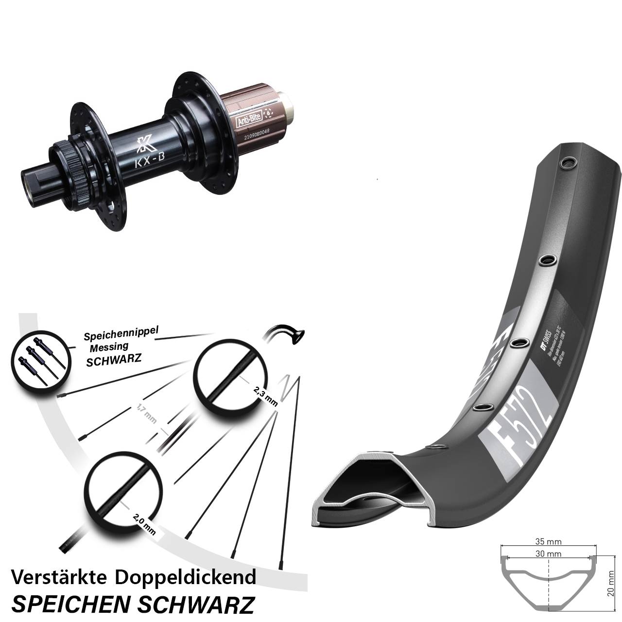 Boost Hinterrad Centerlock 12x148 27,5 Zoll DT Swiss F 572 KX-B 8-12 fach HG
