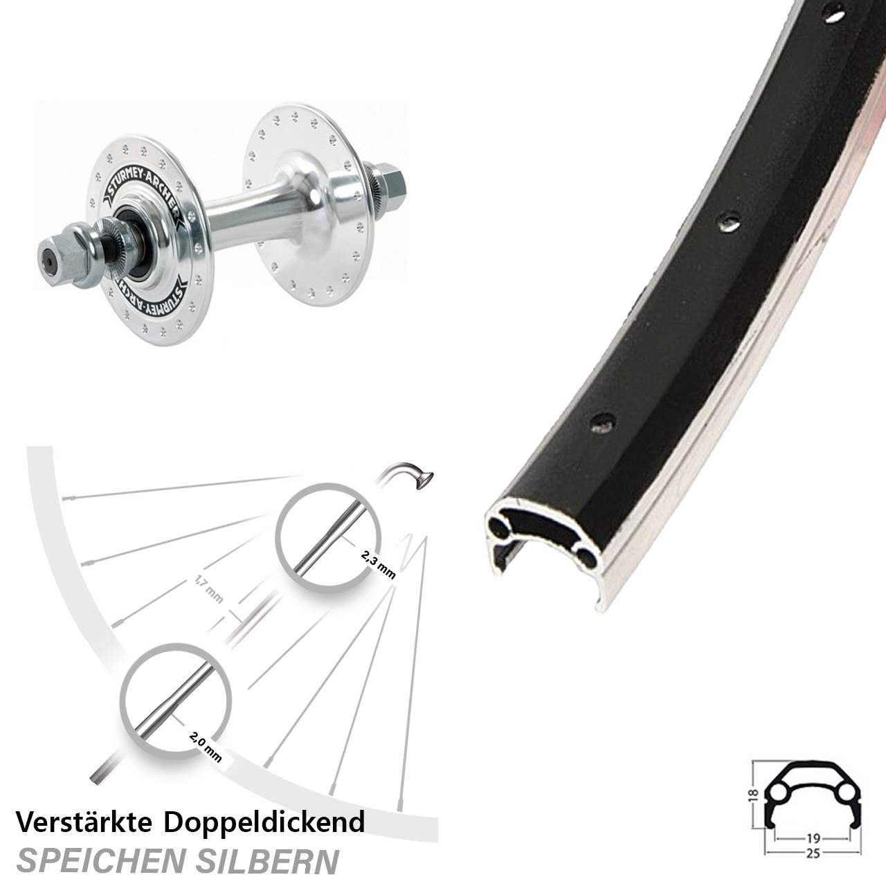 Vorderrad Vollachse 20 Zoll Schürmann YAK 19 Sturmey Archer HBT30-F