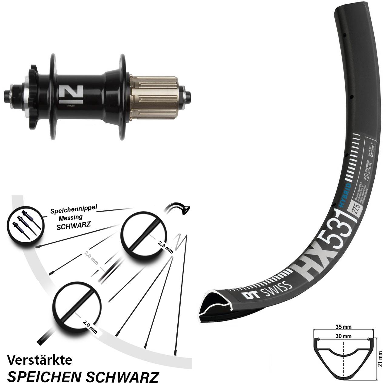 Hinterrad 6-Loch QR 29 Zoll DT Swiss HX531 Novatec D-042SB 8-11 fach