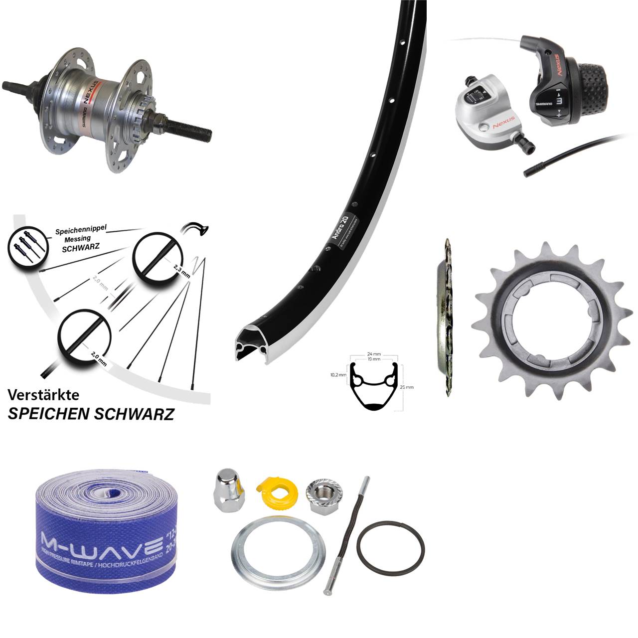 Ryde Hinterrad 28 Zoll Andra 20 Shimano 3 Gang