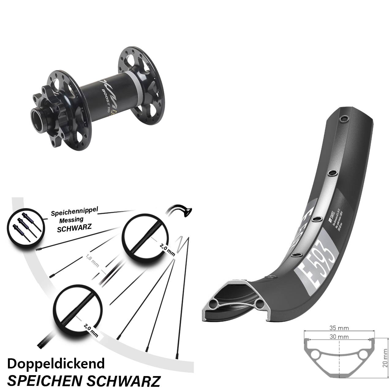Disc Laufrad 29 Zoll DT Swiss E 593 Miche XMH 550 15x110 Boost