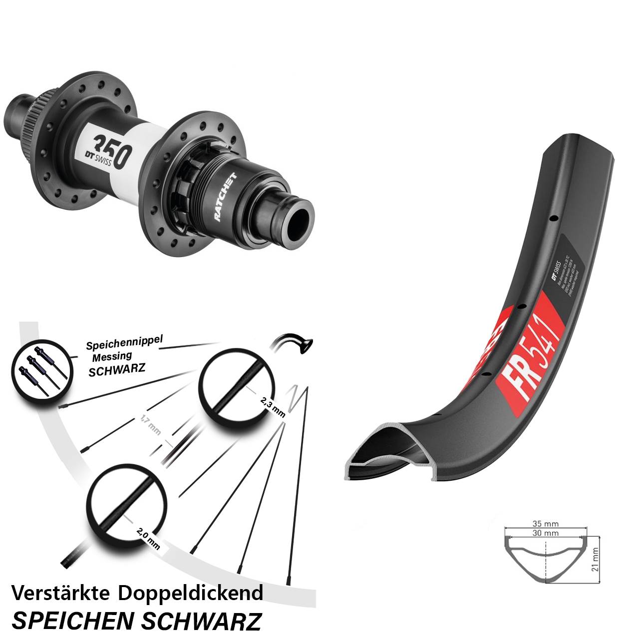 DT Swiss FR 541-350 29 Zoll Hinterrad 12x148 Boost SRAM XD