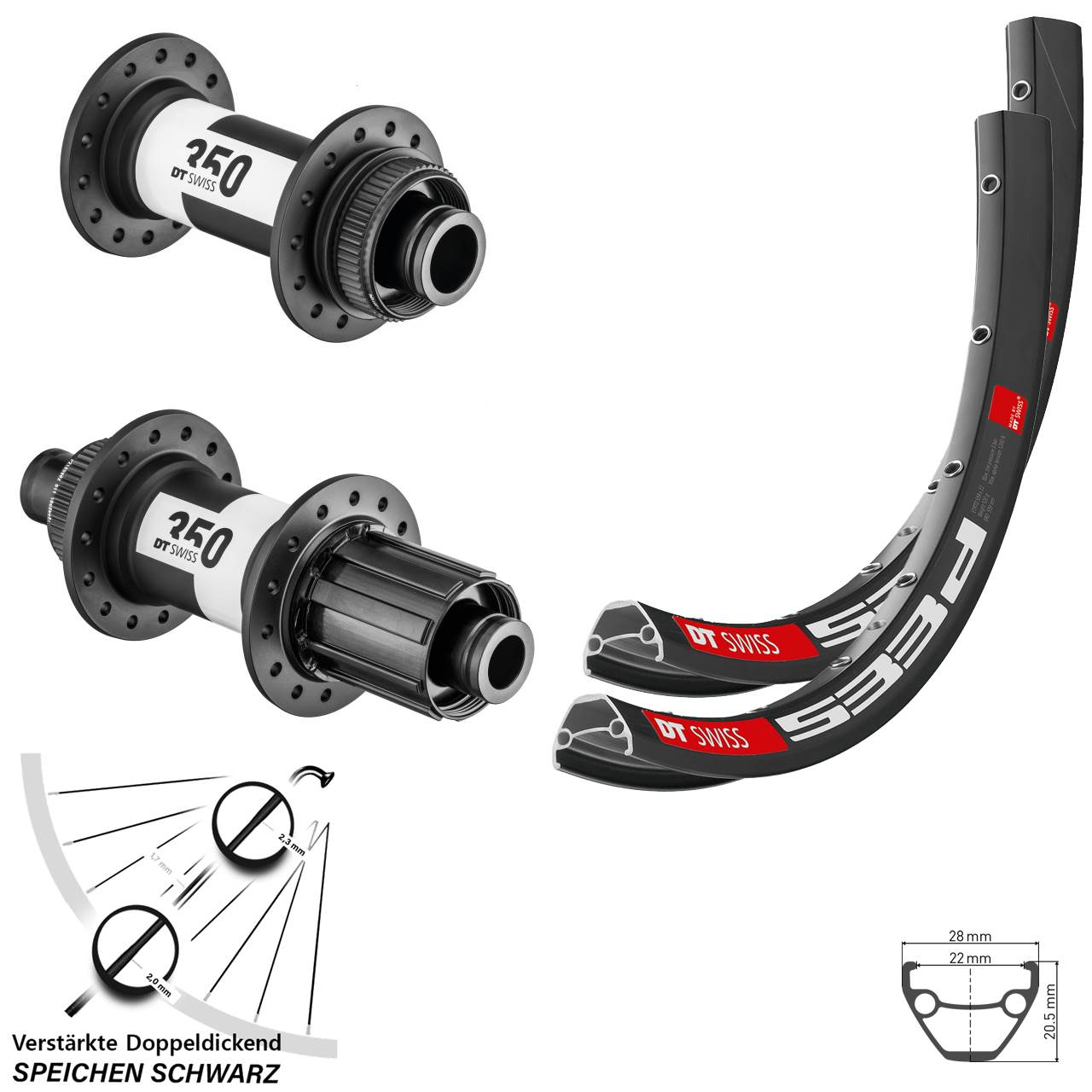 26 Zoll DT Swiss 533d DT Swiss 350 Boost Disc Laufradsatz 15x110 12x148 Boost 8-11 fach