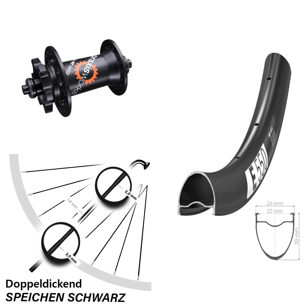 Disc Laufrad für Schnellspanner 28 Zoll DT Swiss E550-350