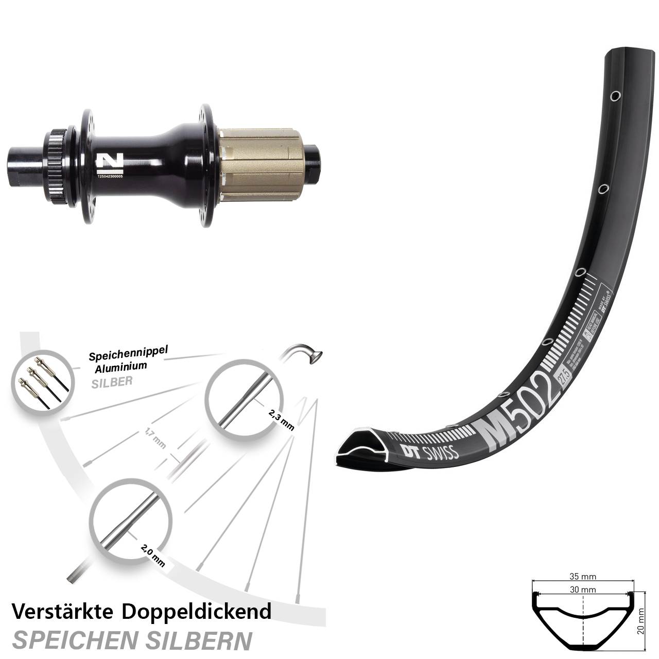 Hinterrad Centerlock 29 Zoll DT Swiss M 502 Novatec D792 8-12 fach HG 12x142