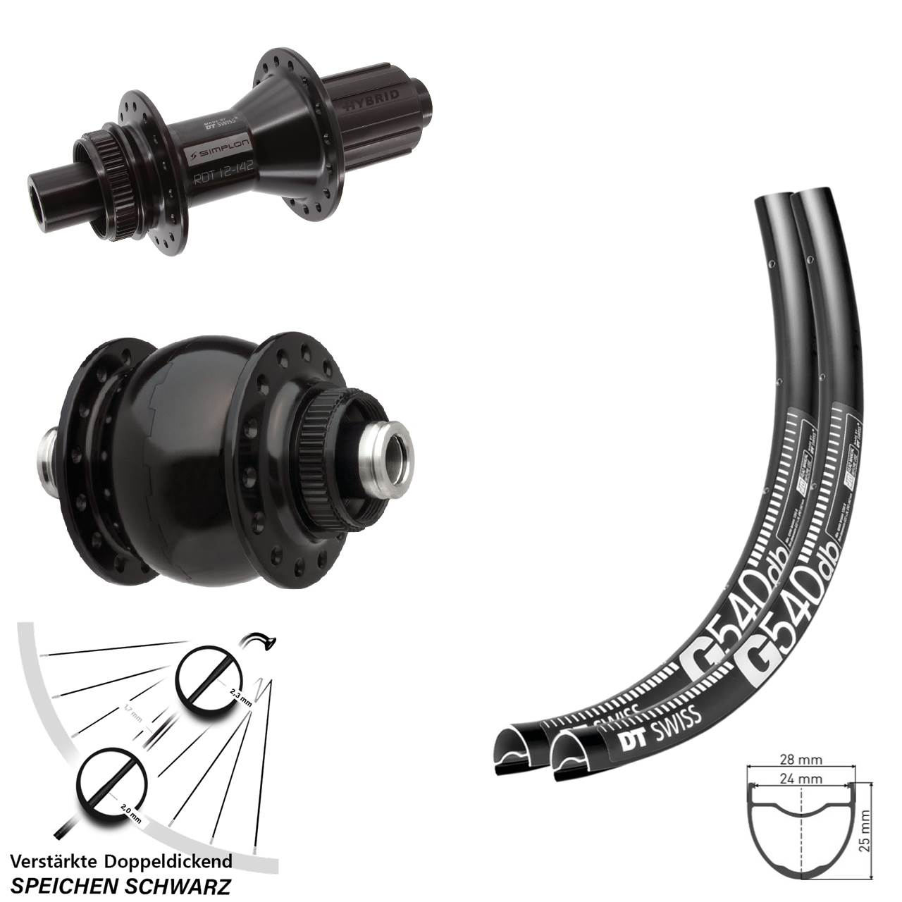 Laufradsatz Centerlock 650B DT Swiss G540-370 Hybrid SON delux 8-11 fach 12x100/142