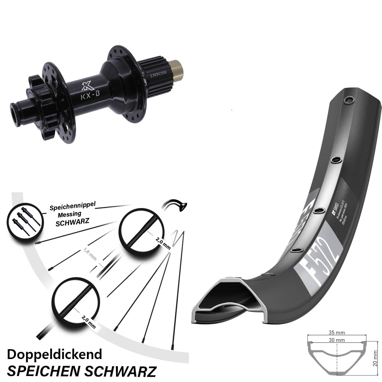 Disc Hinterrad 12x148 29 Zoll DT Swiss F572 KX-B Shimano Micro Spline