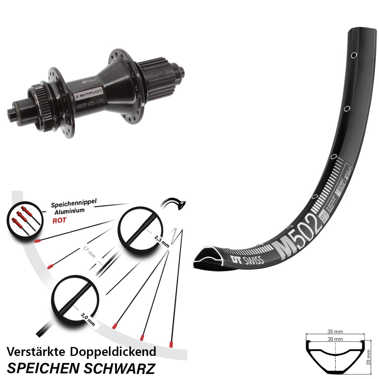 29 Zoll DT Swiss M502-370 Hybrid Disc Laufrad QR Micro Spline