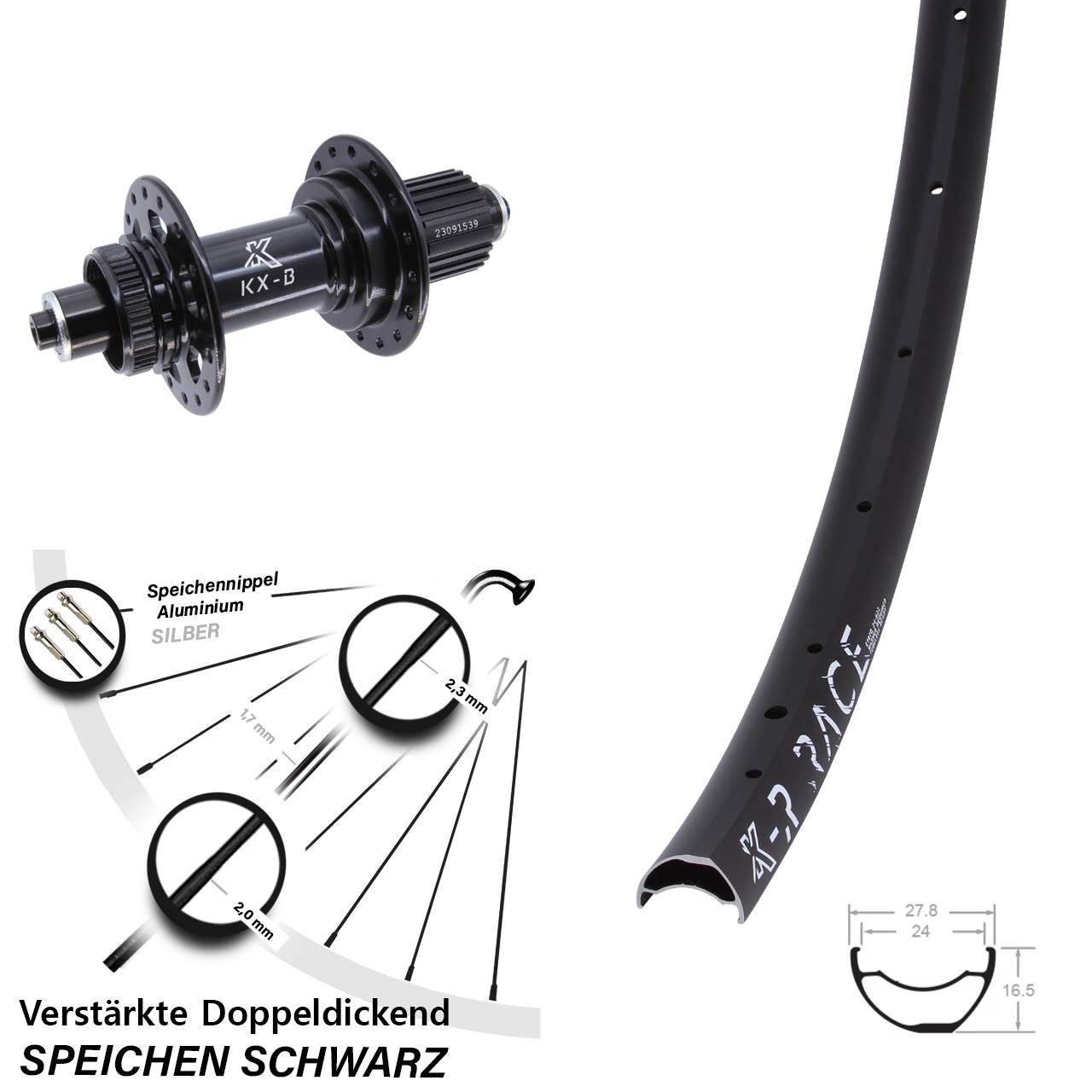 Boost Disc Laufrad für Schnellspanner 29 Zoll KX-BR Race Shimano Micro Spline