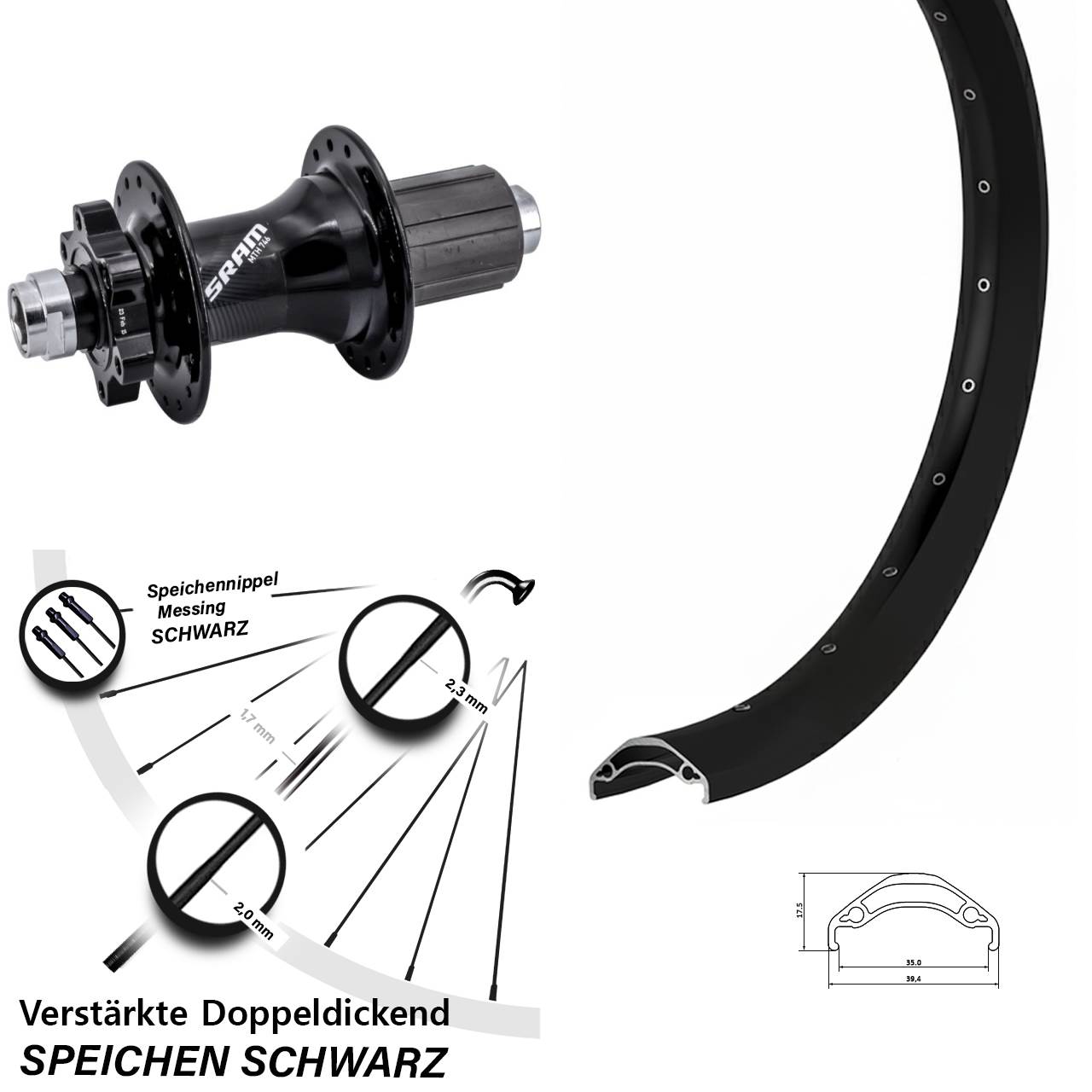 Ryde Disc 35 Sram 746 29 Zoll Laufrad 12x148 8-11 fach HG