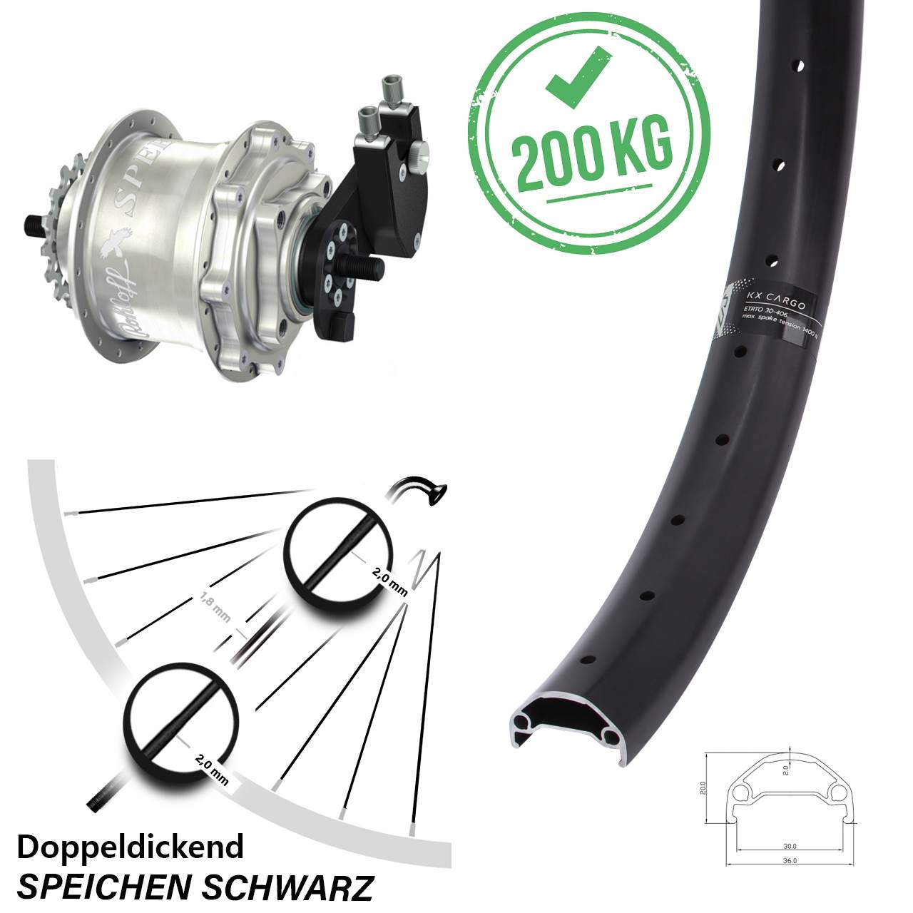 26 Zoll Hinterrad Rohloff Speedhub 500/14 TS OEM DB KX Cargo