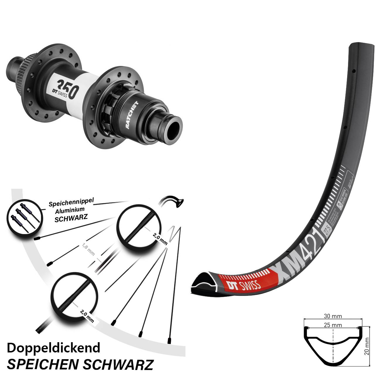 Disc Hinterrad 27,5 Zoll DT Swiss XM 421 350 Centerlock XDR 12x142