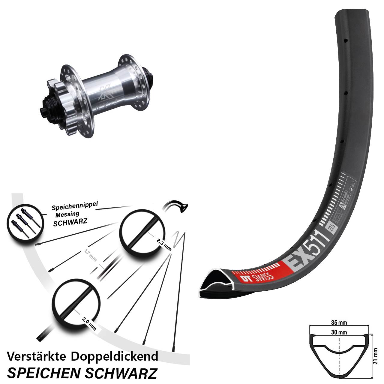 29 Zoll DT Swiss EX511 KX-E Disc Laufrad QR